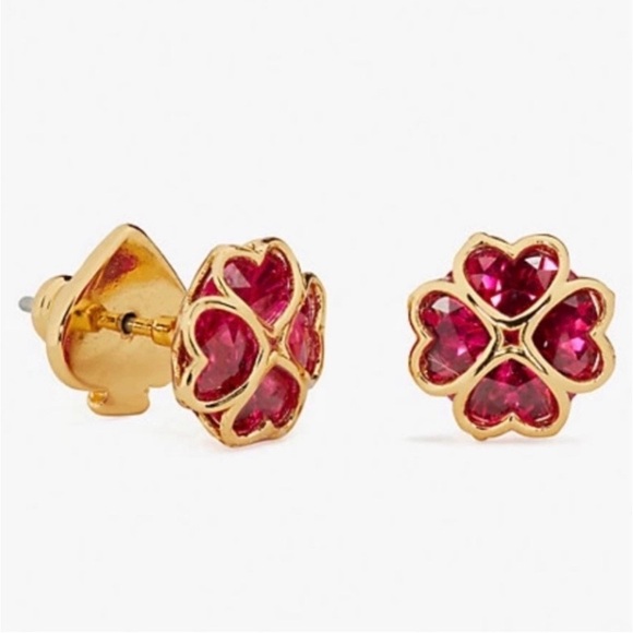 kate spade Jewelry - KATE SPADE ♠️ NEW YORK SOMETHING SPARKLY RED CLOVER EARRINGS